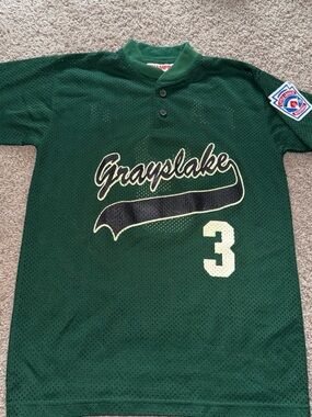 Grayslake Men's Green Baseball Jersey with Number 3